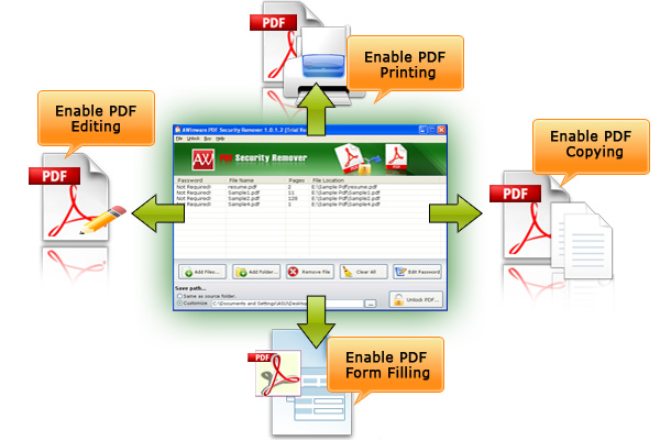 Click to view Pdf Files Security Remover 1.0.1.2 screenshot