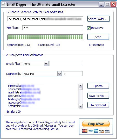 Click to view Email Digger 1.2 screenshot