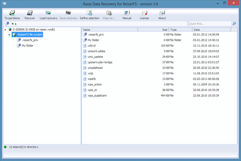 Click to view Raise Data Recovery for ReiserFS 5.15 screenshot