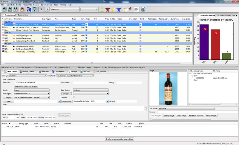 Click to view The Wine Cellar Book 3.2 screenshot