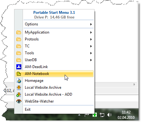 Click to view Portable Start Menu 3.2 screenshot