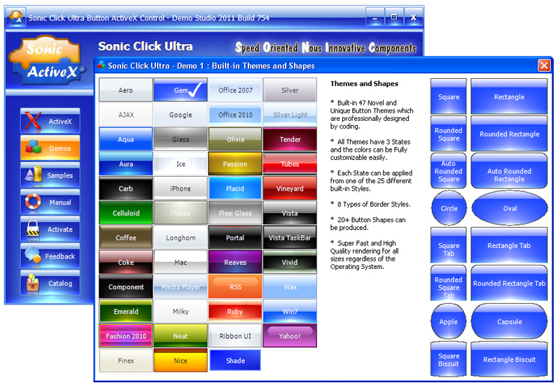 Click to view Sonic Click Ultra Button ActiveX Control 5.0.0 screenshot