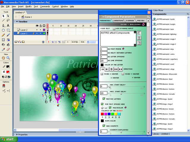 Click to view Astro Components, Flash Text Effects 1.1.4 screenshot