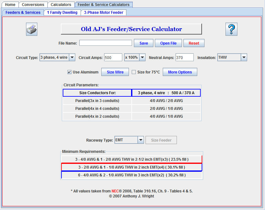 Click to view Old AJs Electrical Software 1.7 screenshot