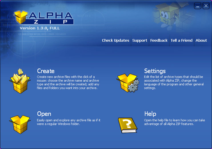 Click to view Alpha ZIP 1.3 screenshot