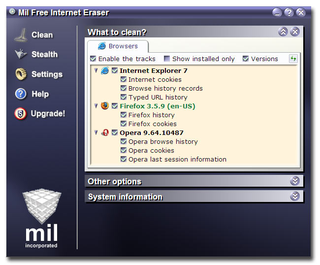 Click to view Mil Free Internet Eraser 4.0 screenshot