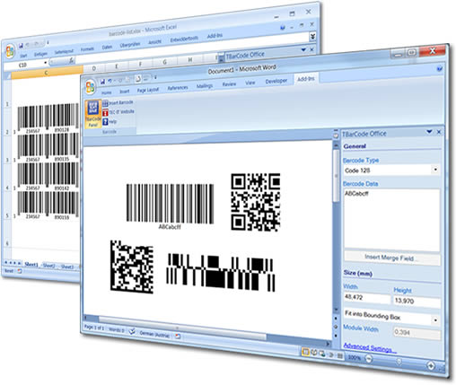 Click to view Barcode Word/Excel Add-In TBarCode Office 10.5.5 screenshot
