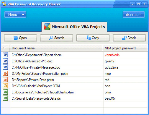 Click to view VBA Password Recovery Master 2.0 screenshot