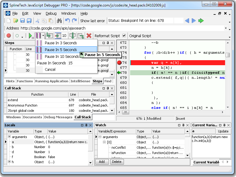 Click to view SplineTech JavaScript Debugger PRO 8.94 screenshot