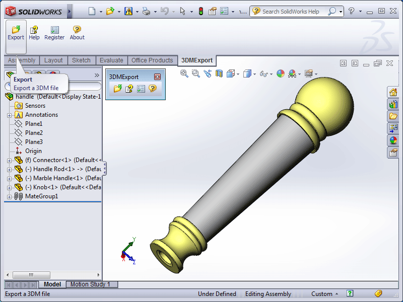Click to view 3DM Export for SolidWorks 1.0 screenshot