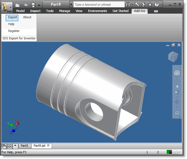 Click to view 3DS Export for Inventor 1.0 screenshot