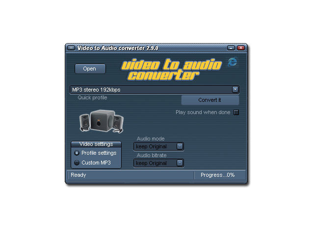 Click to view Video to Audio converter 2.9.1.01 screenshot