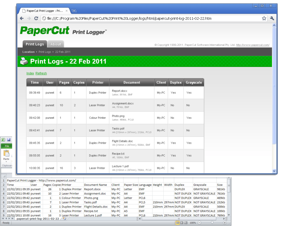 Click to view PaperCut Print Logger 1.8 screenshot