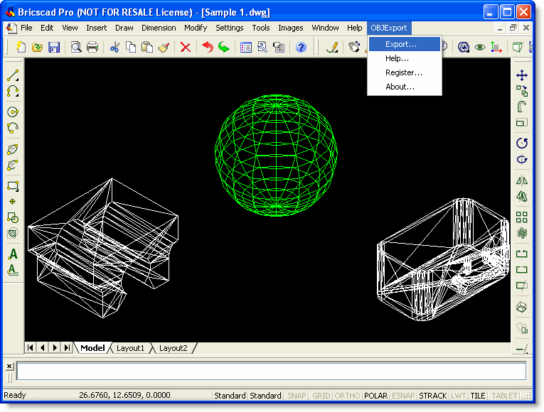 Click to view OBJ Export for Bricscad 1.0 screenshot