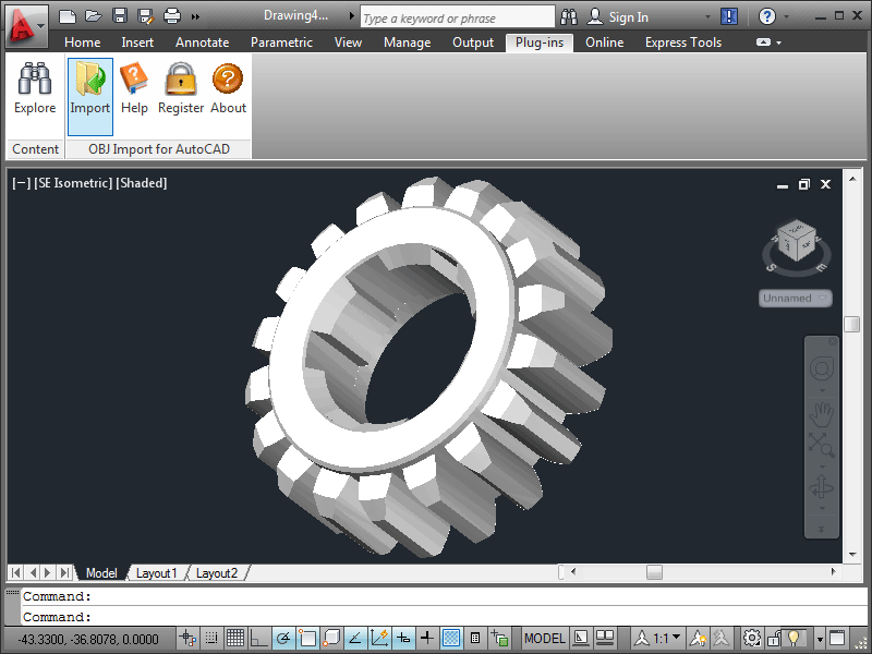 Click to view OBJ Import for AutoCAD 1.0 screenshot