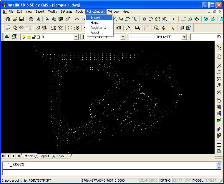 Click to view Points Import for IntelliCAD 1.0 screenshot