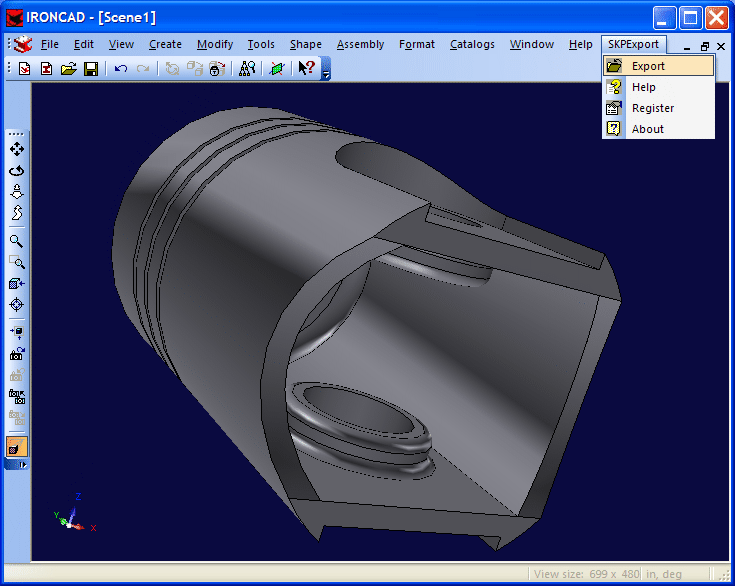 Click to view SKP Export for IRONCAD 1.0 screenshot