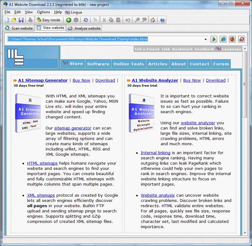 Click to view A1 Website Download 5.1.0 screenshot