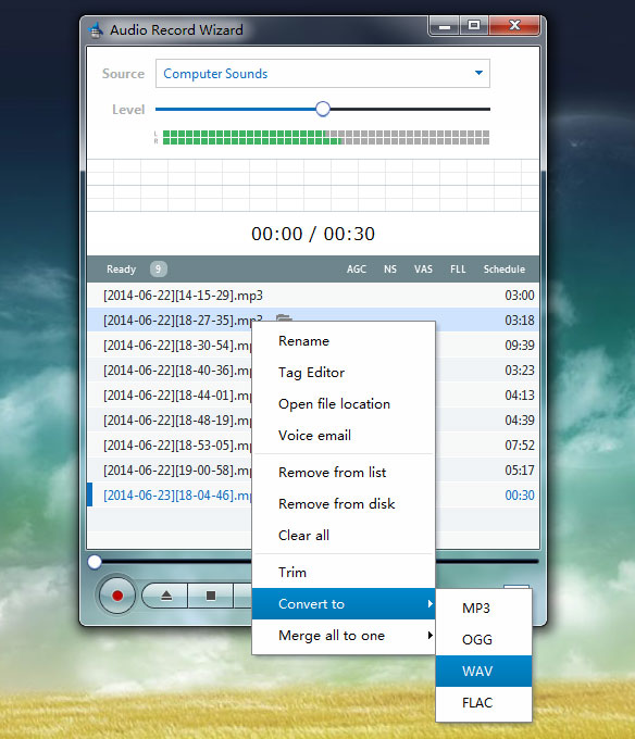 Click to view Audio Record Wizard 7.16 screenshot