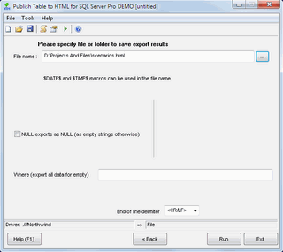 Click to view Publish Table to HTML for SQL Server 1.06.42 screenshot