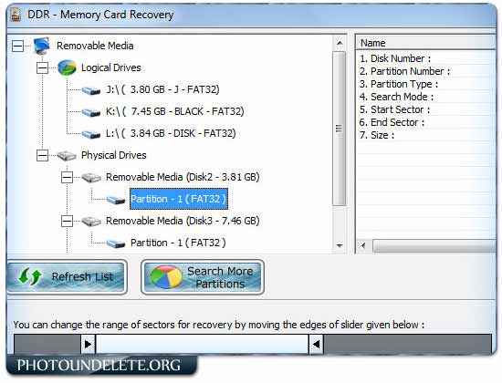 Click to view Undelete SD Memory card 4.0.1.6 screenshot