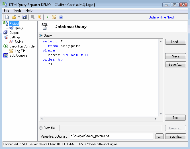 Click to view DTM Query Reporter 1.25.01 screenshot