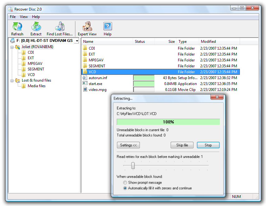 Click to view Recover Disc 1.0 screenshot
