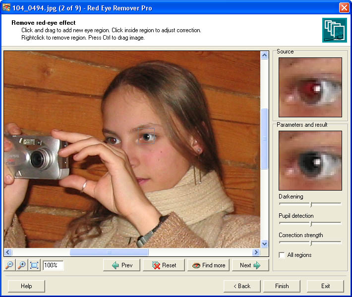 Click to view Red Eye Remover Pro 1.2 screenshot