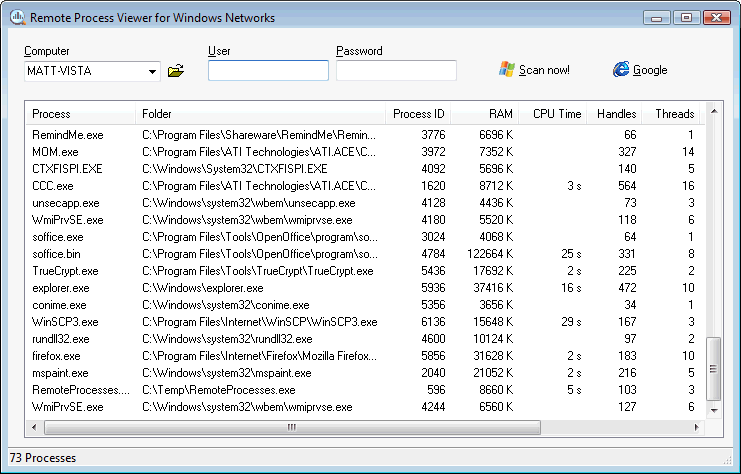 Click to view Remote Process Viewer 1.3.0.5 screenshot