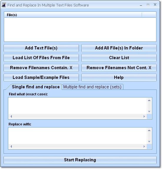 Click to view Find and Replace In Multiple Text Files Software 7.0 screenshot