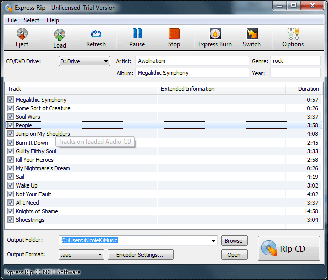 Click to view Express Rip Free CD Ripper 1.97 screenshot