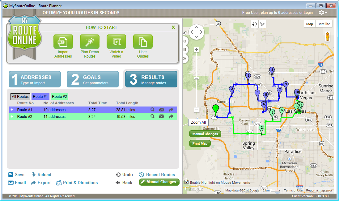 Click to view Free Route Planner MyRouteOnline 3.10 screenshot
