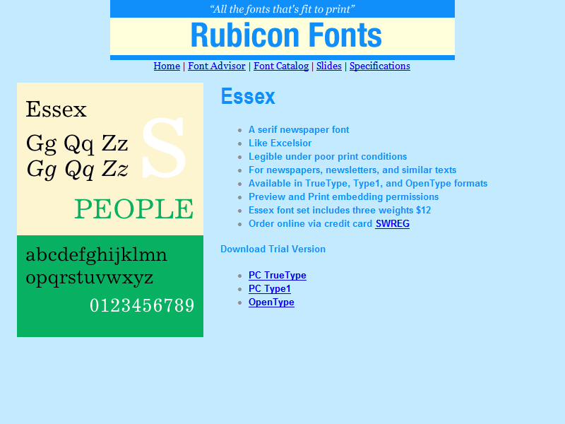 Click to view Essex Font OpenType 2.00 screenshot