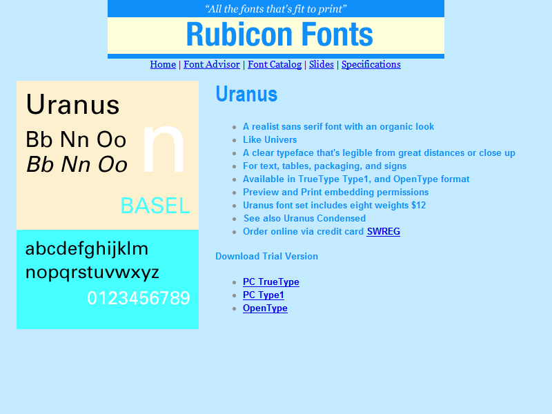 Click to view Uranus Font TT 2.00 screenshot