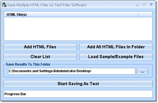 Click to view Save Multiple HTML Files As Text Files Software 7.0 screenshot