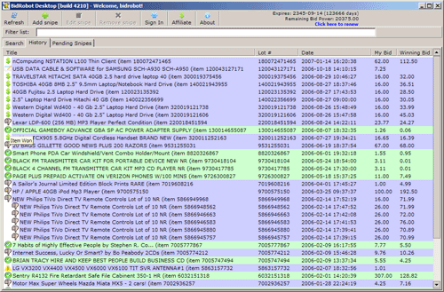 Click to view BidRobot eBay Auction Snipe & AutoSearch 4.0 screenshot