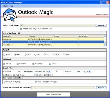 Click to view Outlook Conversion Tool 2.2 screenshot