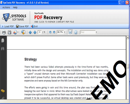 Click to view Recovery Tool for PDF 1.0 screenshot
