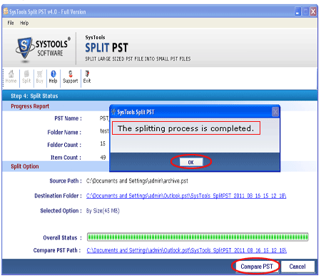 Click to view Split PST File 4.1 screenshot