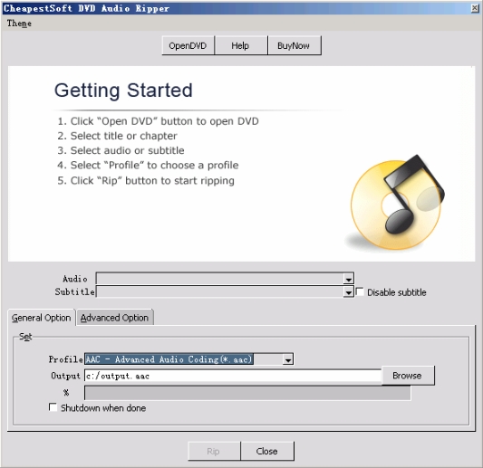 Click to view CheapestSoft DVD Audio Ripper 1.0.4 screenshot