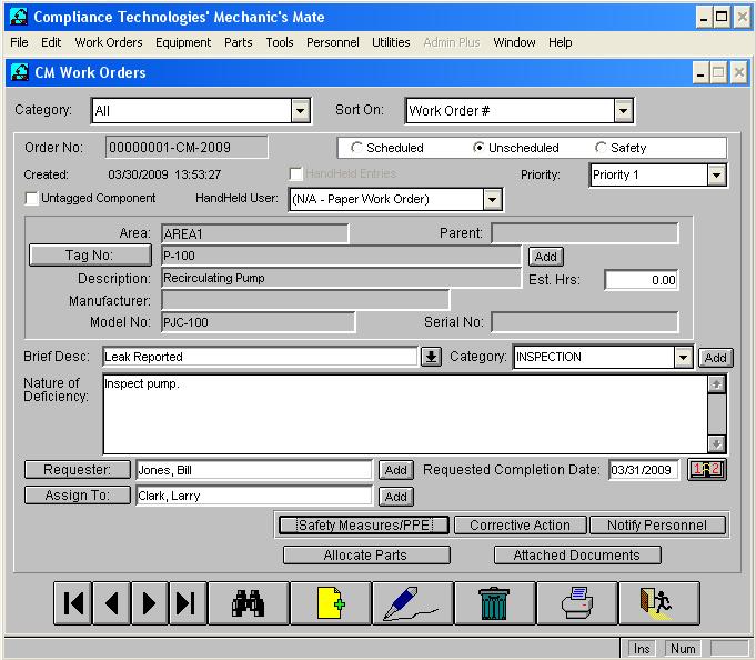 Click to view Mechanic's Mate CMMS 3.30 screenshot