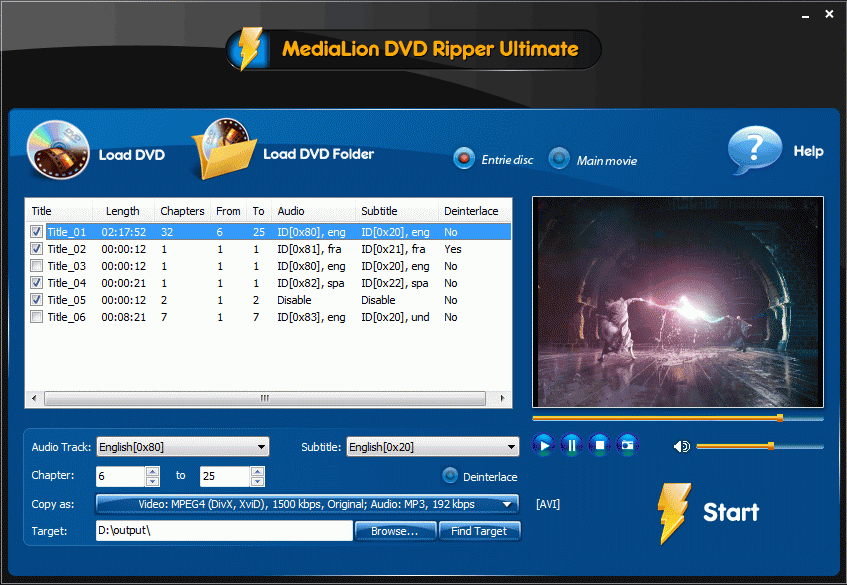 Click to view MediaLion DVD Ripper Pro 2014 8.3.3 screenshot