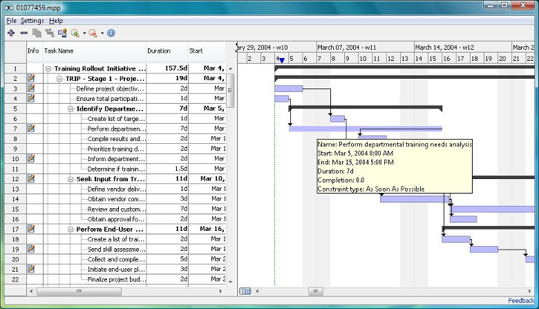 Click to view Free Microsoft Project Viewer 3.1 screenshot
