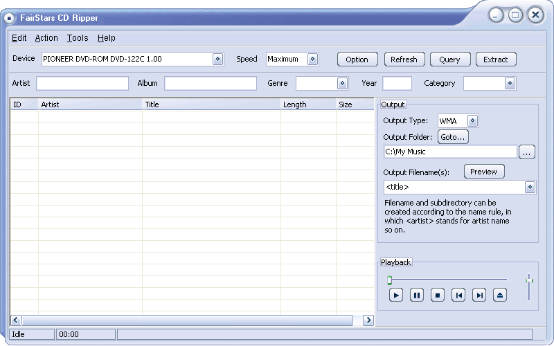 Click to view FairStars CD Ripper 1.80 screenshot