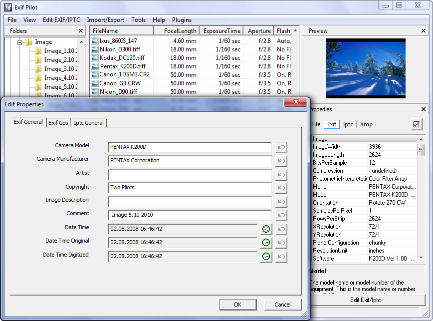 Click to view Exif Pilot 4.7.2 screenshot