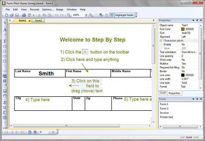 Click to view Form Pilot Home 2.47 screenshot