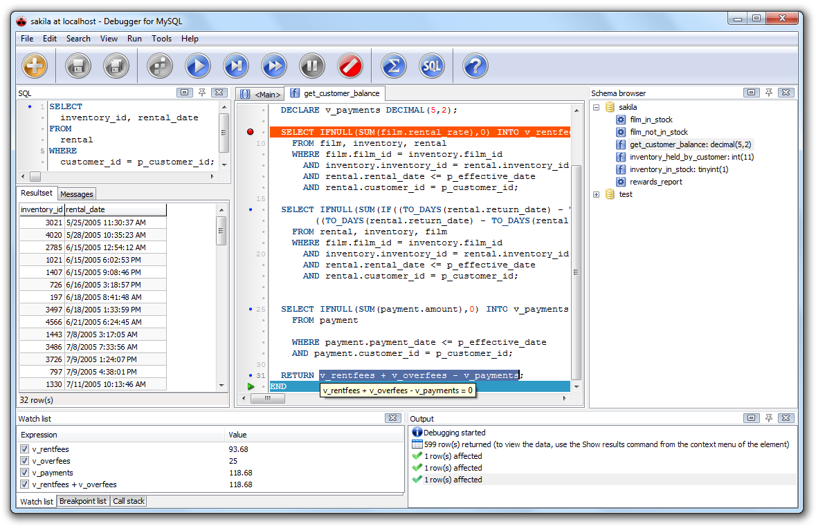 Click to view Debugger for MySQL 1.2 screenshot