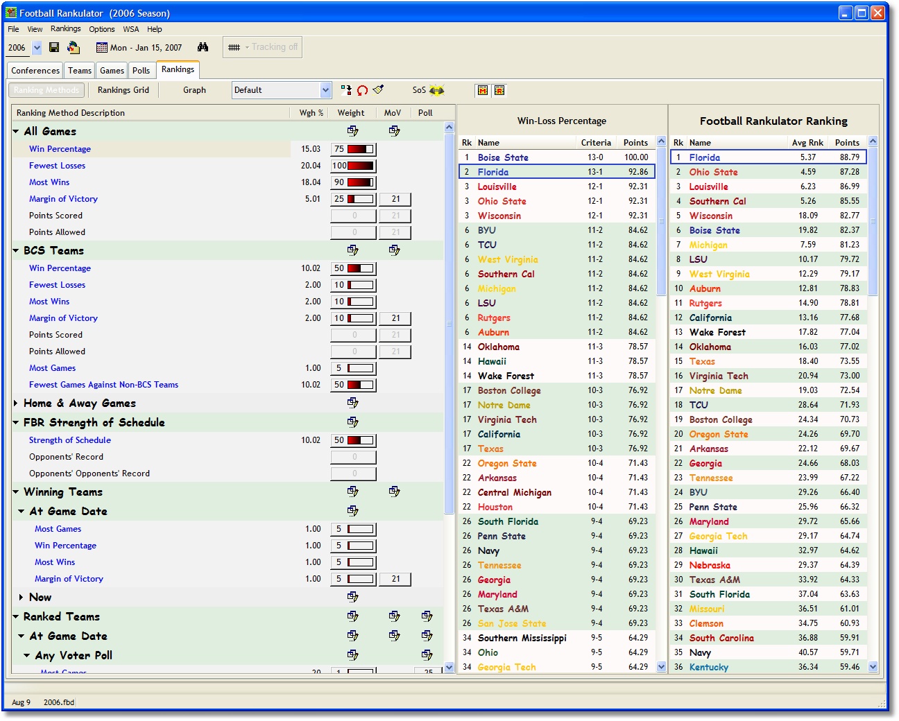 Click to view Football Rankulator 3.0.2 screenshot