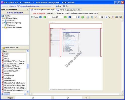 Click to view PDF To BMP JPG TIF Converter 2.2 screenshot