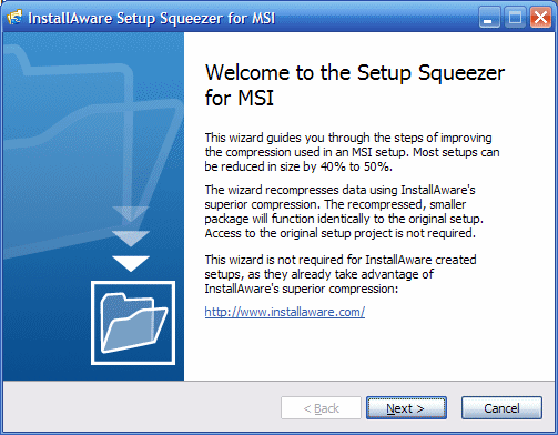 Click to view InstallAware Setup Squeezer for MSI 1.0 screenshot
